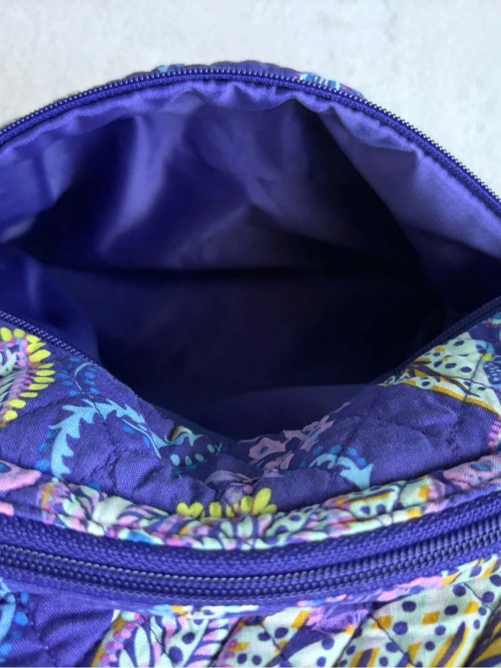 Vera Bradley Quilted Purple Backpack Retired Batik Leaves Pattern